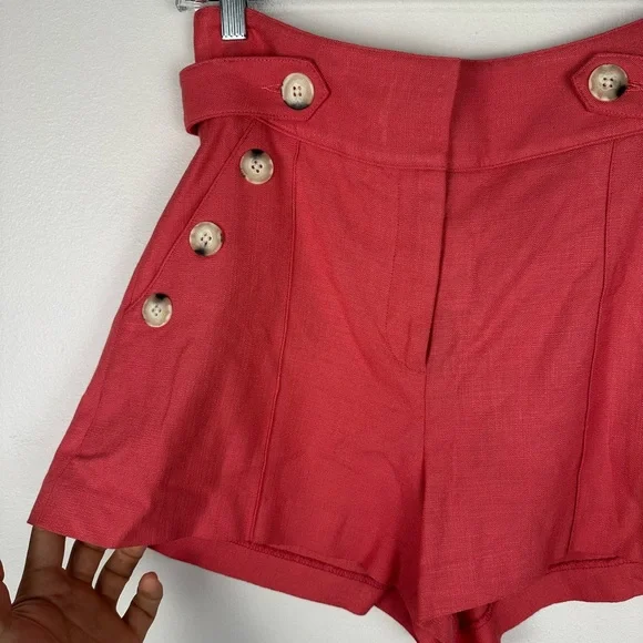 Veronica Beard Pink Pine Stretch Linen High Rise Relaxed Short Women’s Sz 4